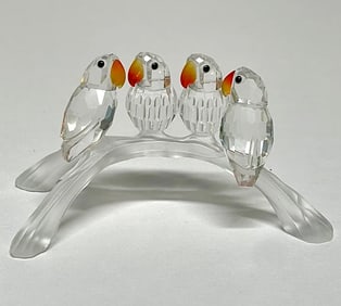 Stunning SWAROVSKI Crystal Perched Love Birds Mint Condition