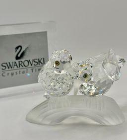 Gorgeous SWAROVSKI Crystal Perched Lovebirds Mint Condition