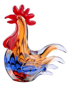 Gorgeous MURANO Heavy Art Glass Rooster with Beautiful Colors