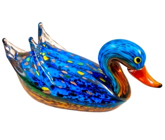 Stunning MURANO Art Glass Gold Spun Pond Floating Duck