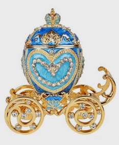 Stunning Enameled and Studded Royal Carriage Trinket Box