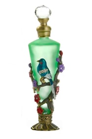 Breathtaking Jeweled & Enameled Art Glass Perfume Bottle