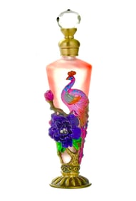 Gorgeous Jeweled & Enameled Art Glass Perfume Bottle