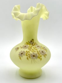 Gorgeous FENTON Artist Signed Hand Painted Art Glass Vase