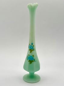 Beautiful FENTON Artist Signed Hand Painted Art Glass Vase