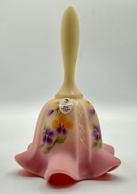 Gorgeous FENTON Artist Signed Hand Painted Art Glass Bell