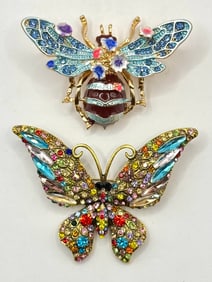 Lot of 2 Beautiful Pieces of Studded Fashion Jewelry Brooches