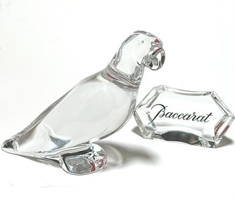 Beautiful BACCARAT France Crystal Parrot Figurine