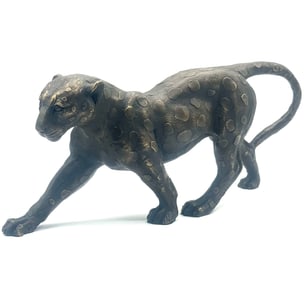 Large Signed BUGATTI Bronze Jaguar Sculpture