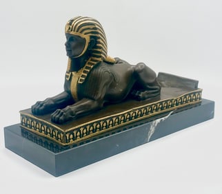 Large Signed MILO Miguel Lopez Bronze Egyptian Sphinx Sculpture