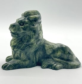 Awesome Hand Carved Ornate Natural Jade Lion Figure