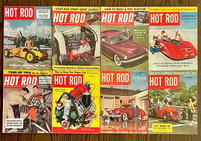 Lot of 8 Rare Original Early 1950’s HOT ROD Magazines Group B