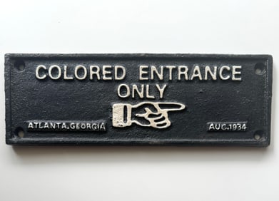 Dated 1934 Black Americana Cast Iron Segregation Sign