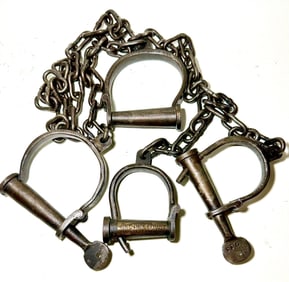 Black Americana Property of Georgetown Police Wrist and Ankle Shackles