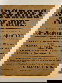 Dated Black Americana Negroes for Hire Notice Poster