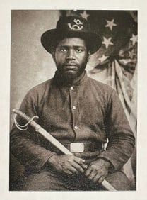 African American Civil War Armed Soldier Tin Type Photograph