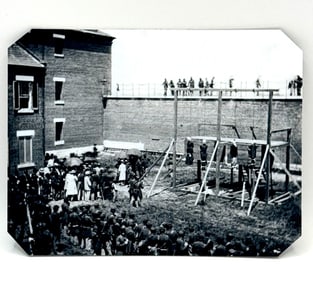 Morbid Civil War Execution by Lynching Tin Type Photograph