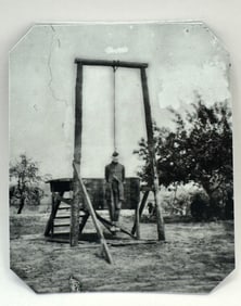 Morbid Civil War Execution by Lynching Tin Type Photograph