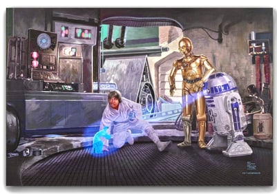 Thomas Kinkade Star Wars CALL FOR HELP Canvas Art w/COA