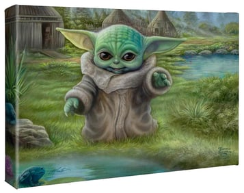 Thomas Kinkade STAR WARS Baby Yoda GROGU Canvas Art w/COA