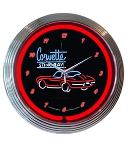 Awesome Neon CORVETTE STINGRAY Man Cave Wall Clock