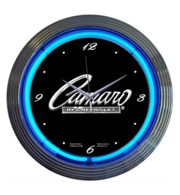Awesome Neon CHEVY CAMARO Man Cave Wall Clock