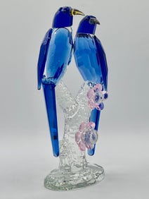 Swarovski style Austrian Crystal 12in Tall Perched Love Birds