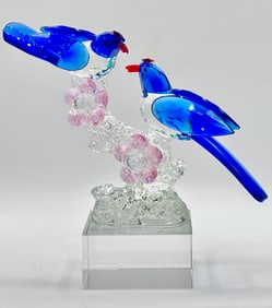 Stunning Swarovski style Austrian Crystal Perched Love Birds