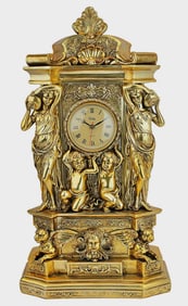 Ornate Chateau Chambord French Inspired Water Maidens Mantel Clock