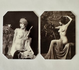 Lot of 2 Art Nouveau Cathouse Lineup Tin Type Photographs