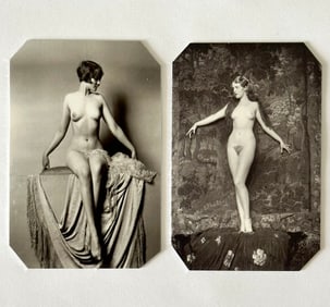 Lot of 2 Art Nouveau Cathouse Lineup Tin Type Photographs