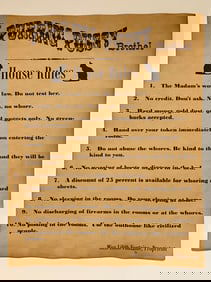 Old West PURRING PUSSY Whorehouse House Rules Notice