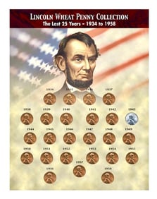 1934-1958 Abraham Lincoln Wheat Penny Coin Collection