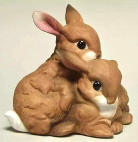 GOEBEL Porcelain Playful Rabbits Figurine Original Box