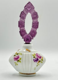 FENTON Artist Signed Hand Painted Art Glass Perfume Bottle