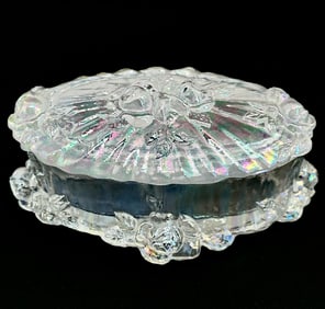Gorgeous Signed FENTON Iridescent Art Glass Trinket Box