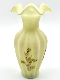 Gorgeous FENTON Artist Signed Hand Painted Art Glass Vase