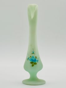 Beautiful FENTON Artist Signed Hand Painted Art Glass Vase