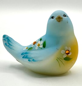 Beautiful Hand Painted Artist Signed FENTON Art Glass Songbird