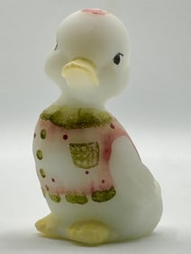 Beautiful Hand Painted Artist Signed FENTON Art Glass Duckling