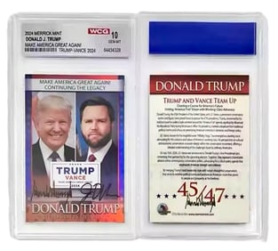 Gem 10 Donald Trump and JD Vance 2024 Campaign Trading Card