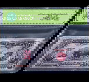 1901 Lab Tested .999 Silver Bison $10 Banknote/COA