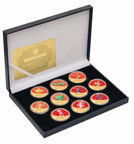 10 Piece Gold Clad POKEMON Coin Set with Box