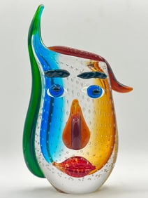 Stunning Picasso Inspired Handcrafted MURANO Art Glass Vase