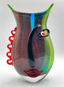 Picasso Inspired 13 inch Tall MURANO Art Glass Vase