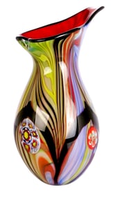 Stunning & Large MURANO Studio Art Glass Vase with Gorgeous Colors