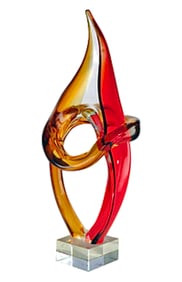 19 inch Tall MURANO Blown Art Glass Abstract Freeform Sculpture