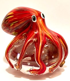 Awesome MURANO Blown Art Glass Octopus Paperweight