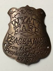 Dated 1878 Wyatt Earp Peacemaker Gun Grip I.D. Badge