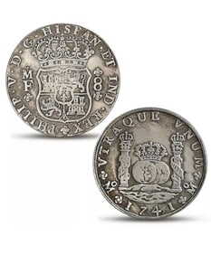 Dated 1741 Spanish Philip 8 Reales Silver tone Coin